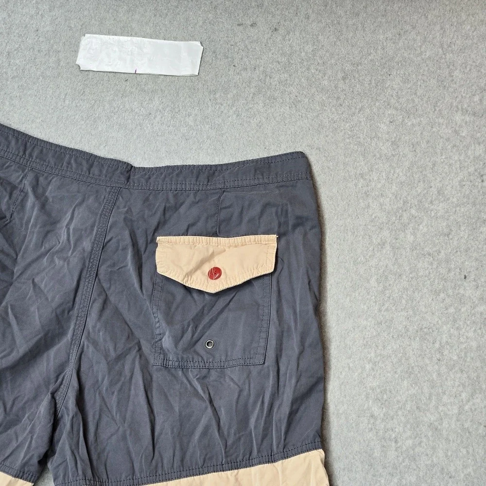Katin USA Men Shorts 34 Gray Nylon Polyester Swimwear Colorblock Logo Patch